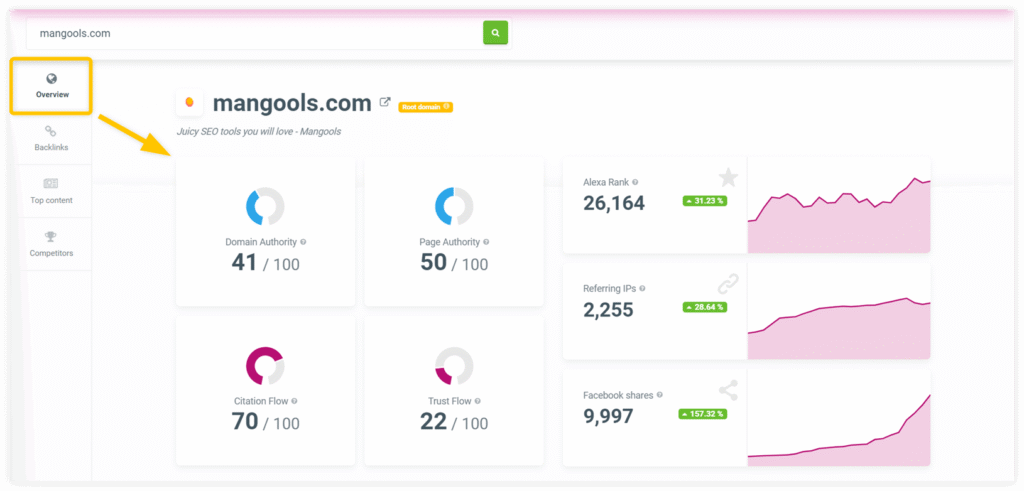 SEO tool SiteProfiler illustration 1